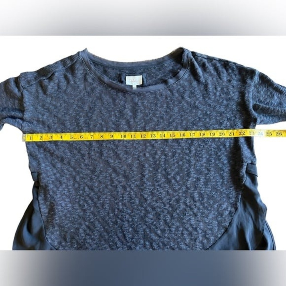 ANTHROPOLOGIE Deletta Mixed Knit and Chiffon Gray Oversized Sweater Top Size L - Picture 7 of 10